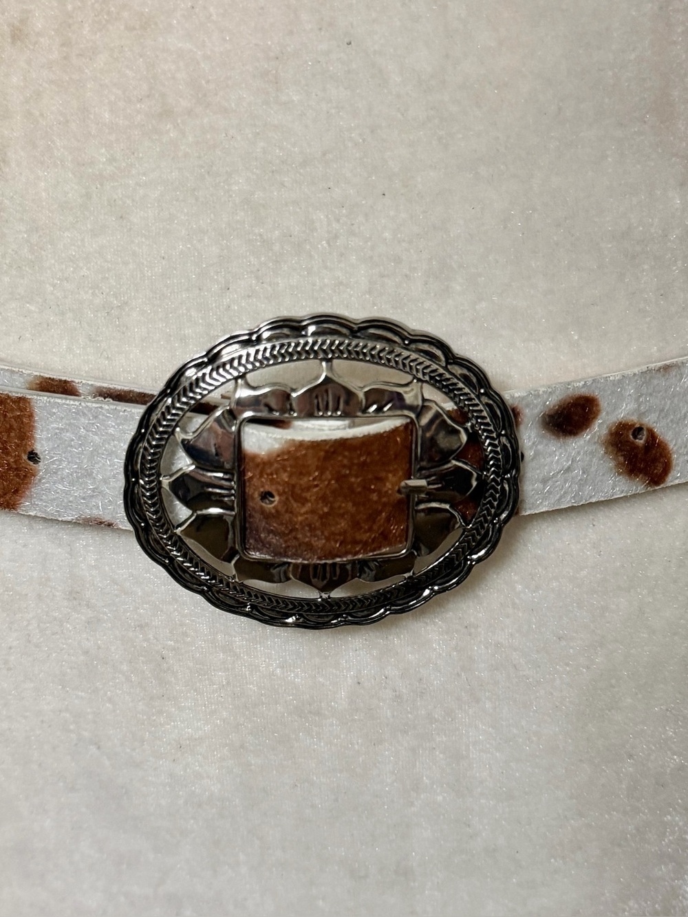Haute Hippie Western Cow Hide Print faux fur Concho festival boho Belt NWT - Picture 6 of 7